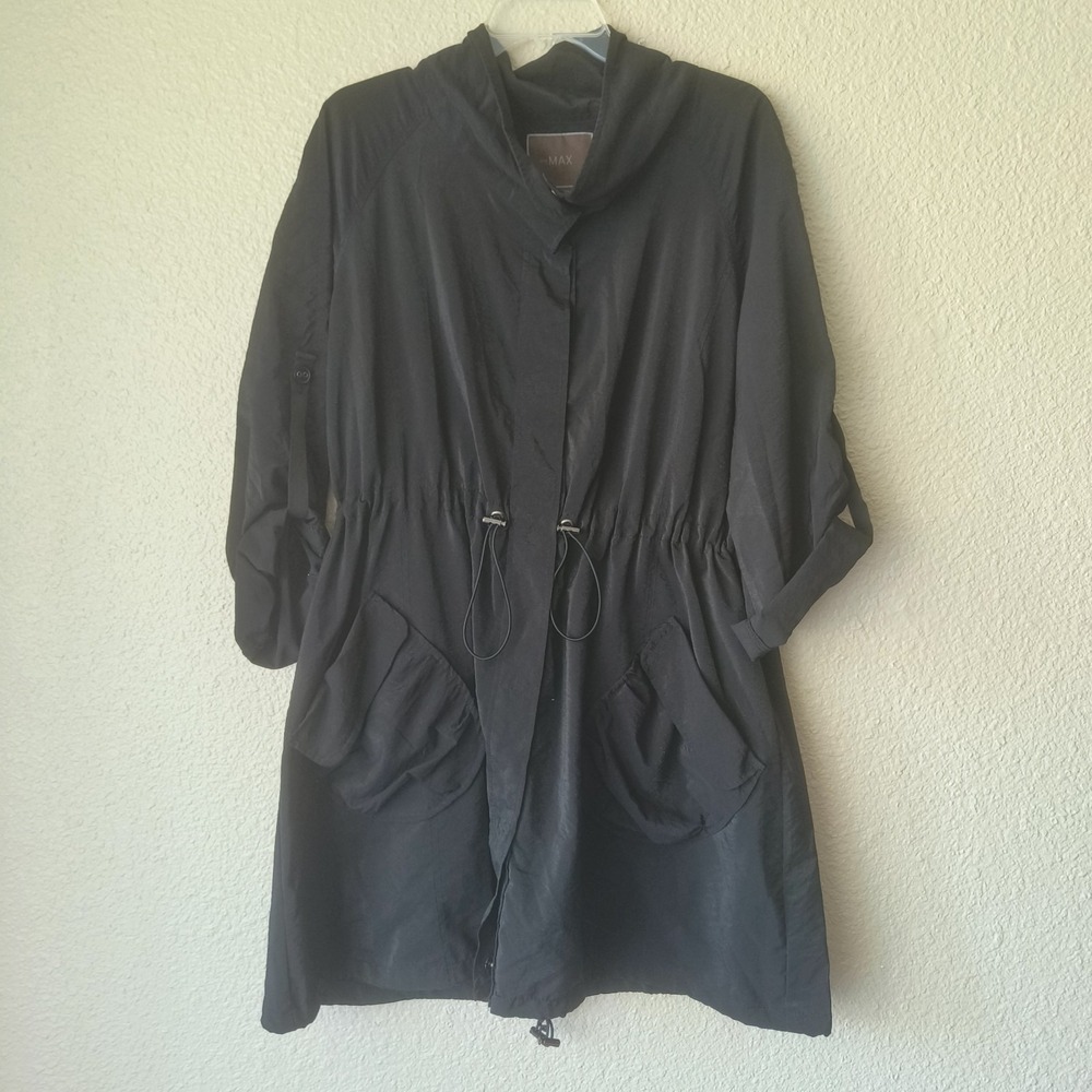 to the MAX Women's Black Button Down Cape Jacket Size XL Lightweight